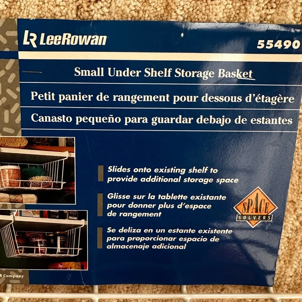 Set of 2 Rubbermaid Lee Rowan Hanging Under Shelf Metal Storage Basket 10” x 12”